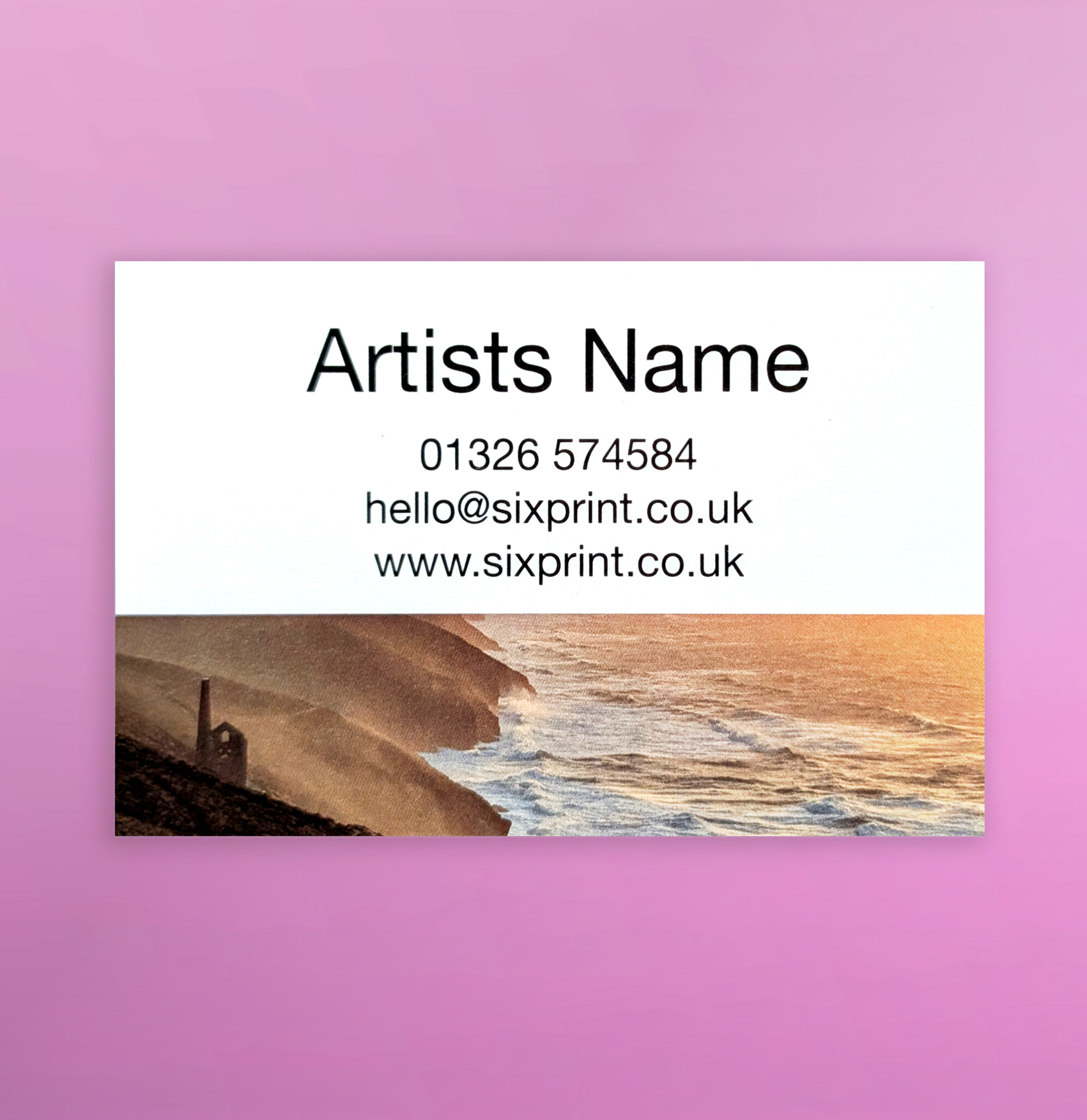 Business card on Coated 300gsm silk finish card stock