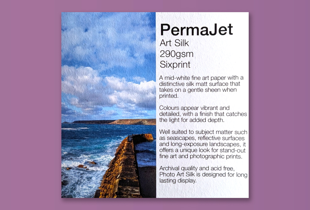 Giclée print on PermaJet Photo Art Silk 290gsm paper