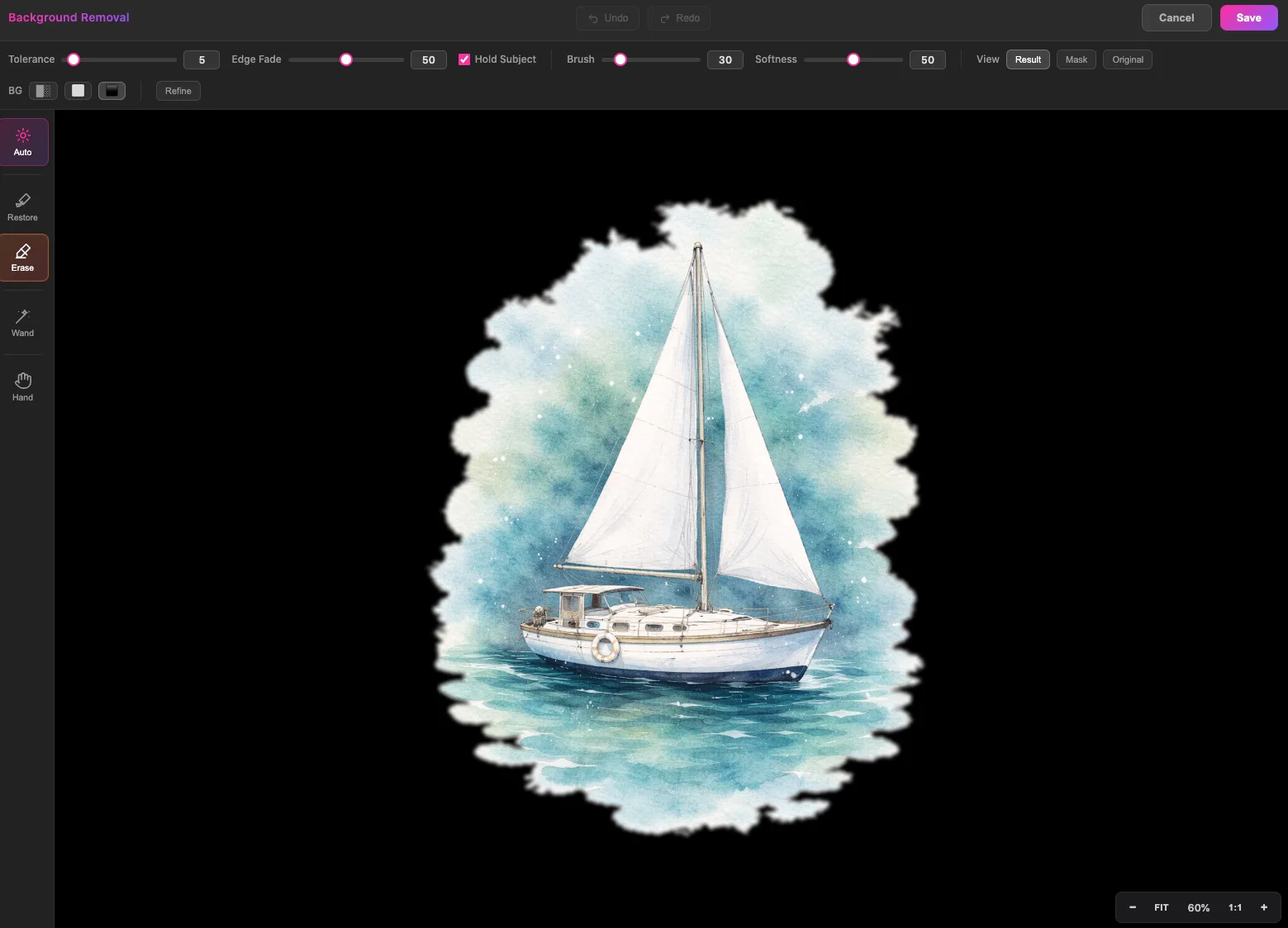 Black background option highlighting leftover background pixels